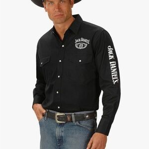 Jack Daniels Wrangler Long Sleeve Rodeo Button Down Western Shirt Men XL